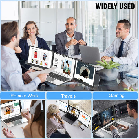 Laptop Screen Extender Monitor, 14" IPS Triple Portable Monitor for Laptop Extension, 1080P FHD Dual Monitor Screen for 13"-17.3" Laptops, Type-C/USB-A/HDMI Plug & Play for Wins/Mac/Chrome